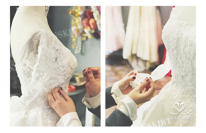 Shiny Sleeveless Wedding Dress 2025 Appliques Backless A-Line Princess Bride Gown SwanSarah P272 customized Vestido De Novia