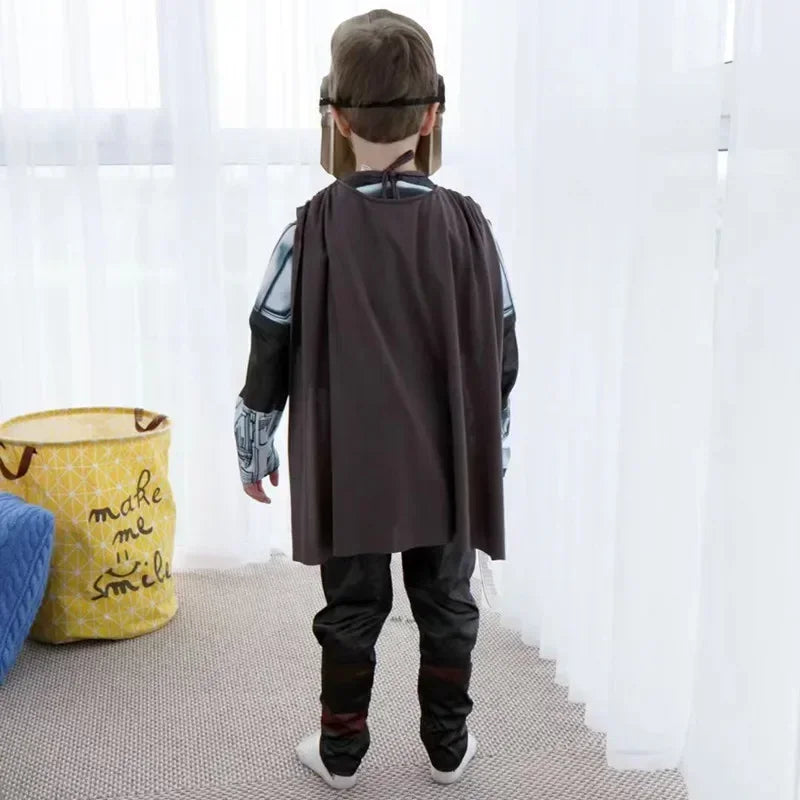 Costume de cosplay d'armure de chasseur de rebond de film, masque de héros souriant, combinaison d'Halloween, habillage, costume