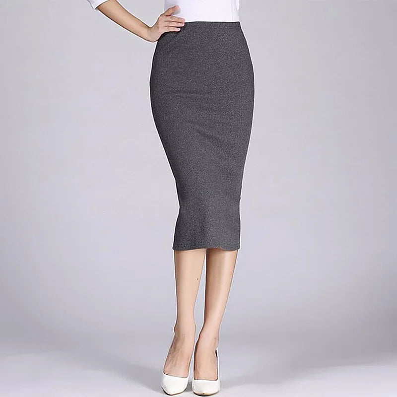 2024 Spring Autumn Long Pencil Skirts Women Sexy Slim Package Hip Maxi Skirt Lady Winter Sexy Chic Wool Rib Knit midi Skirt Saia
