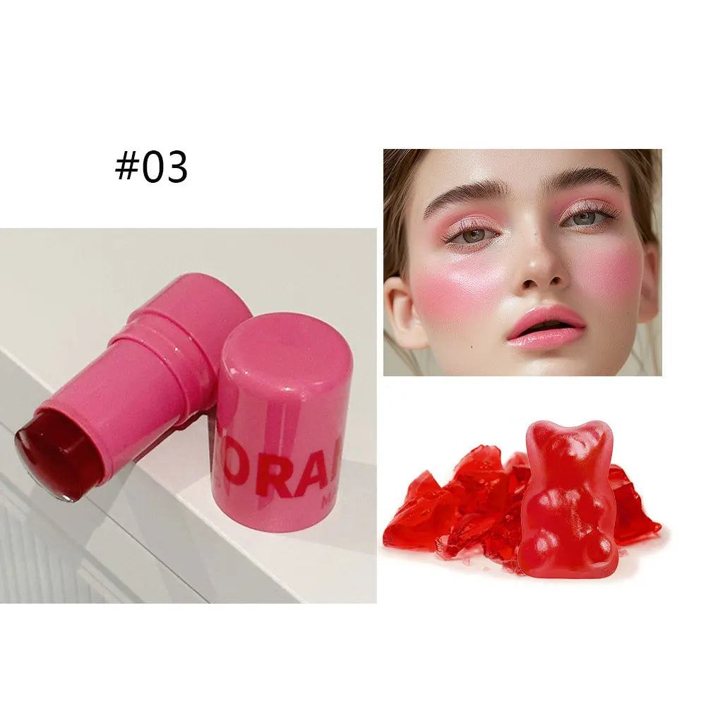 Jelly blush lip gloss stick for lazy people to contour, even skin tone, brighten and color, easy to apply for both lips and face