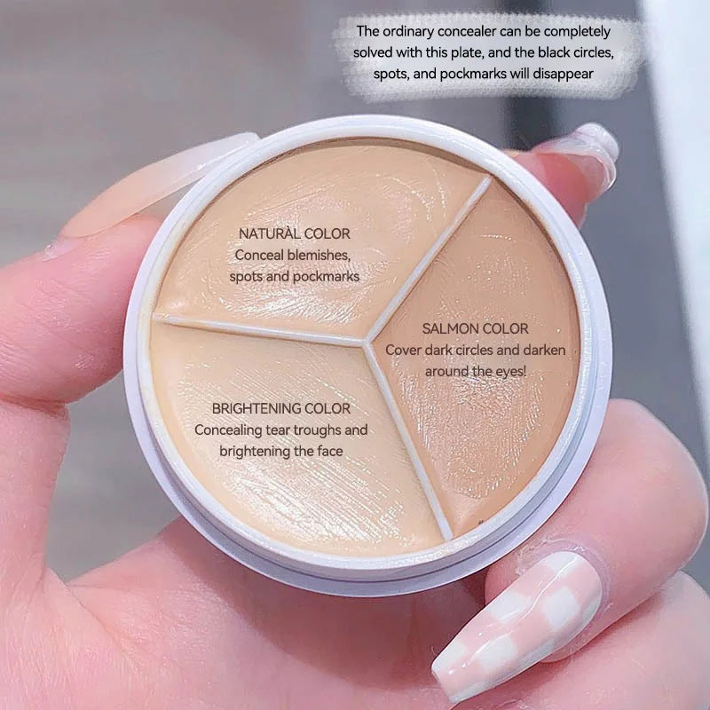 Maffick 3-Color Concealer, Provides Covering Concealer and Moisturizing, Covering Concealer with Concealer Foundation, Non-Fitting Powder, Also Available for Dry Impaired. Is Waterproof