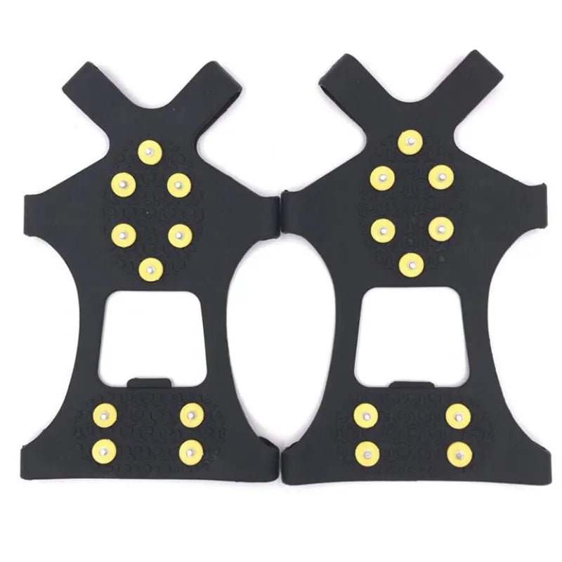 10 Studs Anti-Skid Snow Ice Gripper Climbing Shoe Spikes Grips Cleats Overshoes Crampons Spike Shoes Outdoor Mountaineering