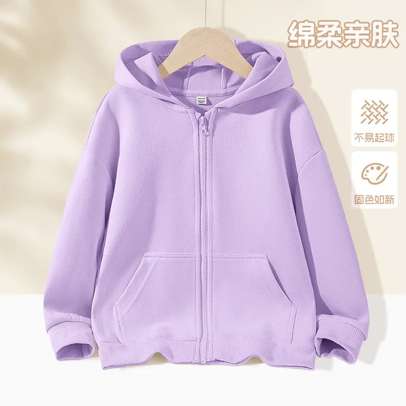 Children's hooded zipper with multiple colors to choose from, versatile sports jacket for boys and girls in spring and autumn