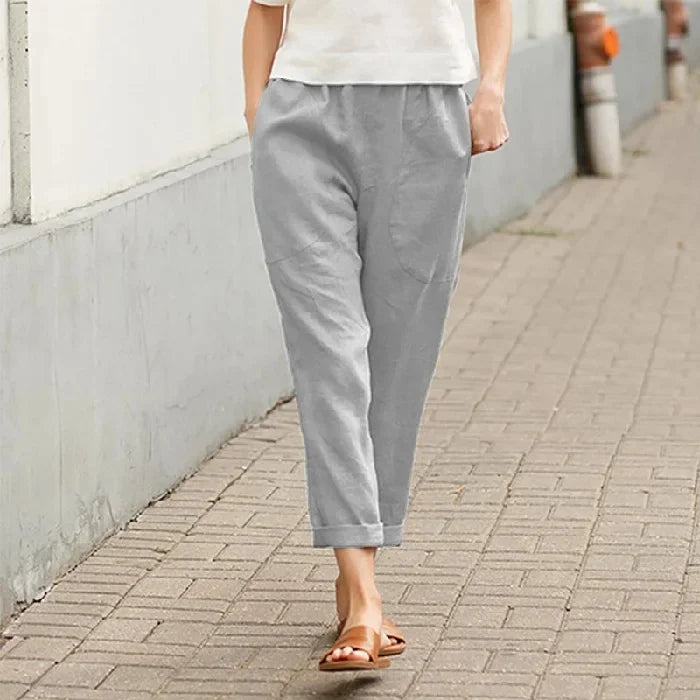Spring Autumn Ladies Casual Cotton Linen Loose Slim Straight Leg Harem Pants Large Size Nine Points Seven Points Five Points