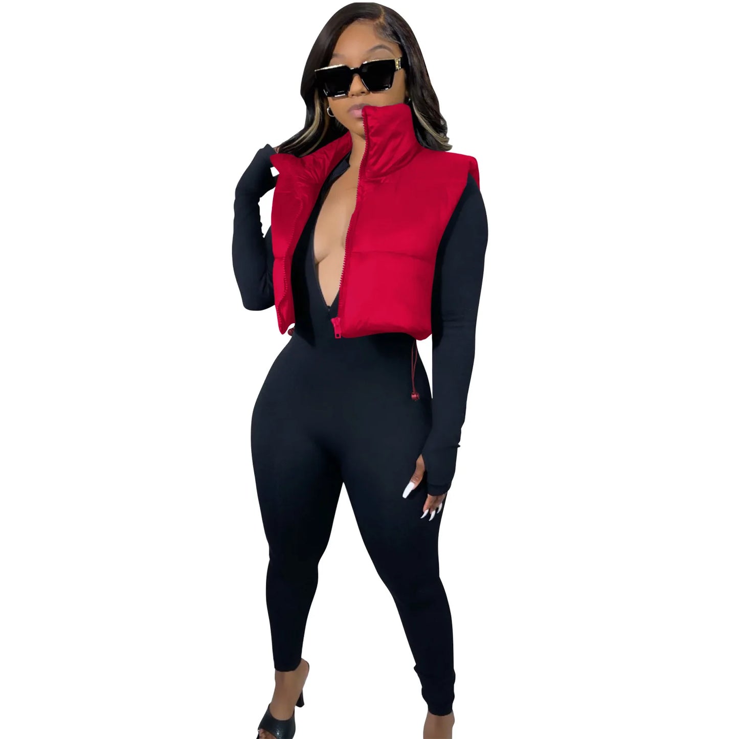 Women's Winter Vest Fashion Faux Leather Padded Jacket Coat Vintage PU Black And White Female Short Waistcoat Chic Clothes Tops