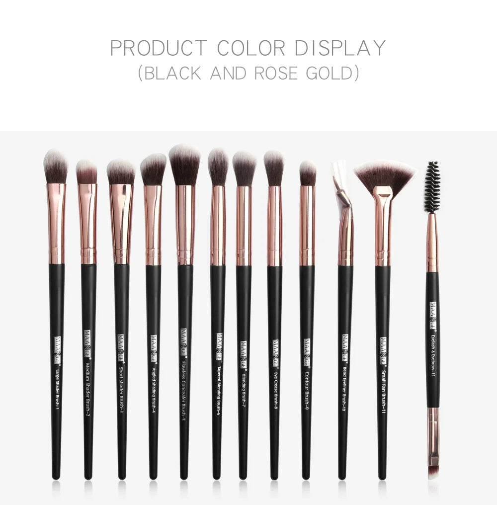 Maange 12pcs Eye Makeup Brush Sets Makeup Tools Eye Shadow Brush Concealer Brush Blending Brush Lip Brush For Makeup Beginner