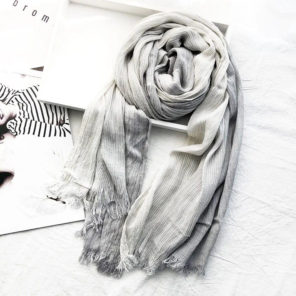 Cotton Linen Striped Scarf for Men Autumn Winter Men's Scarves Soft Warm Neckerchief Male Accessories Bufandas Shawls