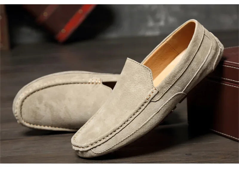 Suede Leather Man Loafers Luxury 2025 Casual Shoes For Men Boat Shoes Handmade Men Slipon Driving Shoes Male Moccasins Zapatos