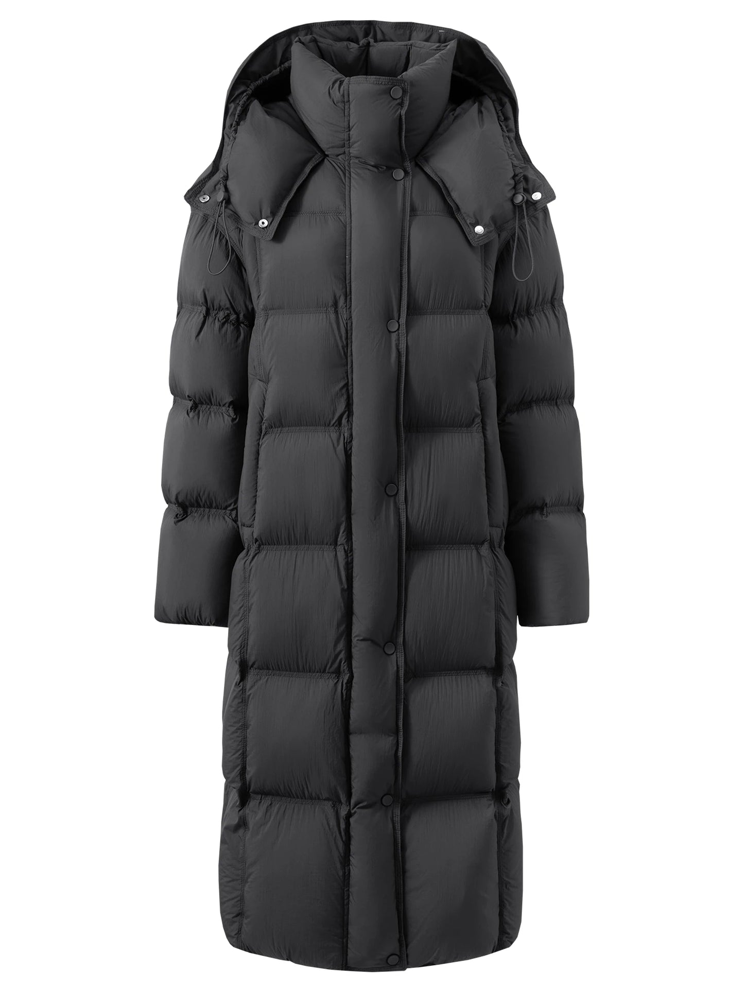 FSLE 2025 Winter New Women's Long Puffer Down Coat with Hood Two-Tone Color Block Thermal Insulated Jacket Heavy Warm Outerwear