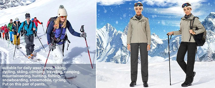 Women Winter Pants Are Warm, Waterproof, Windproof, Camping, Outdoor Travel, Mountain Climbing, Cycling, Sports Pants