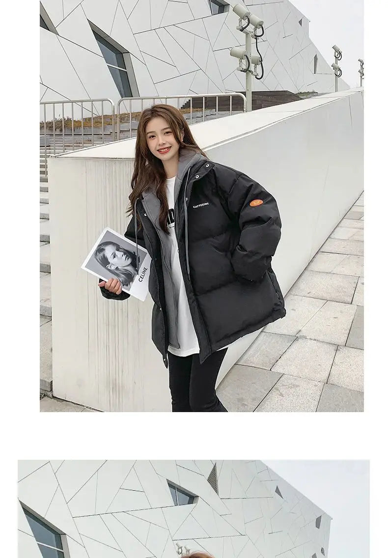 Couple style cotton coat Internet celebrity trend new fake two-piece cotton coat winter windproof warm cotton jacket