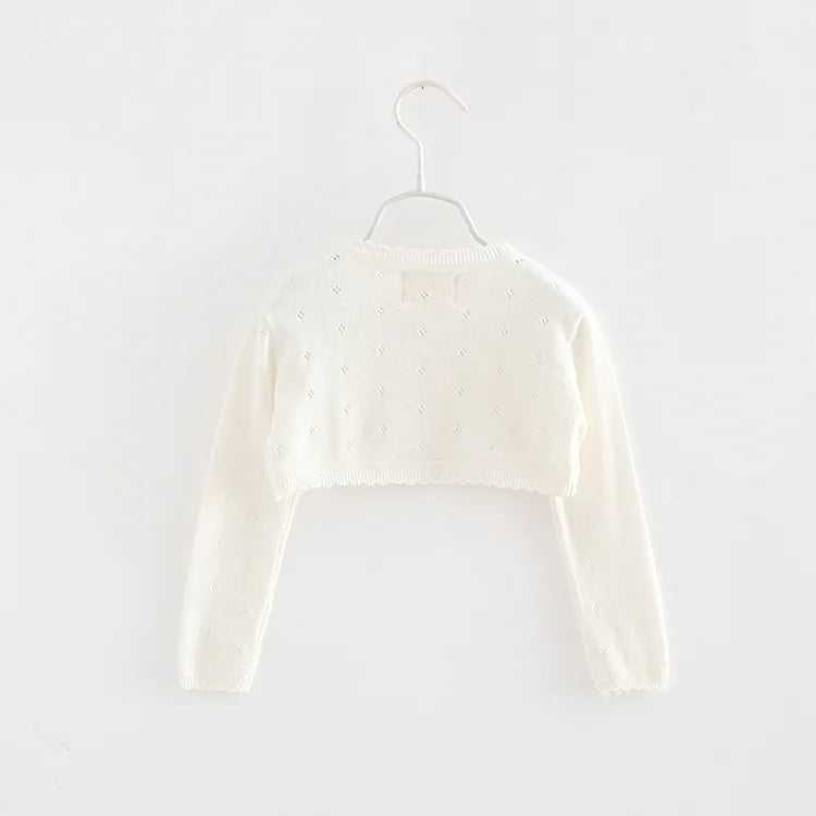 0 to 8 Years White Girls Cardigans Sweater Jacket Kids Girls Coat Outcoat Shawl Girls Clothing