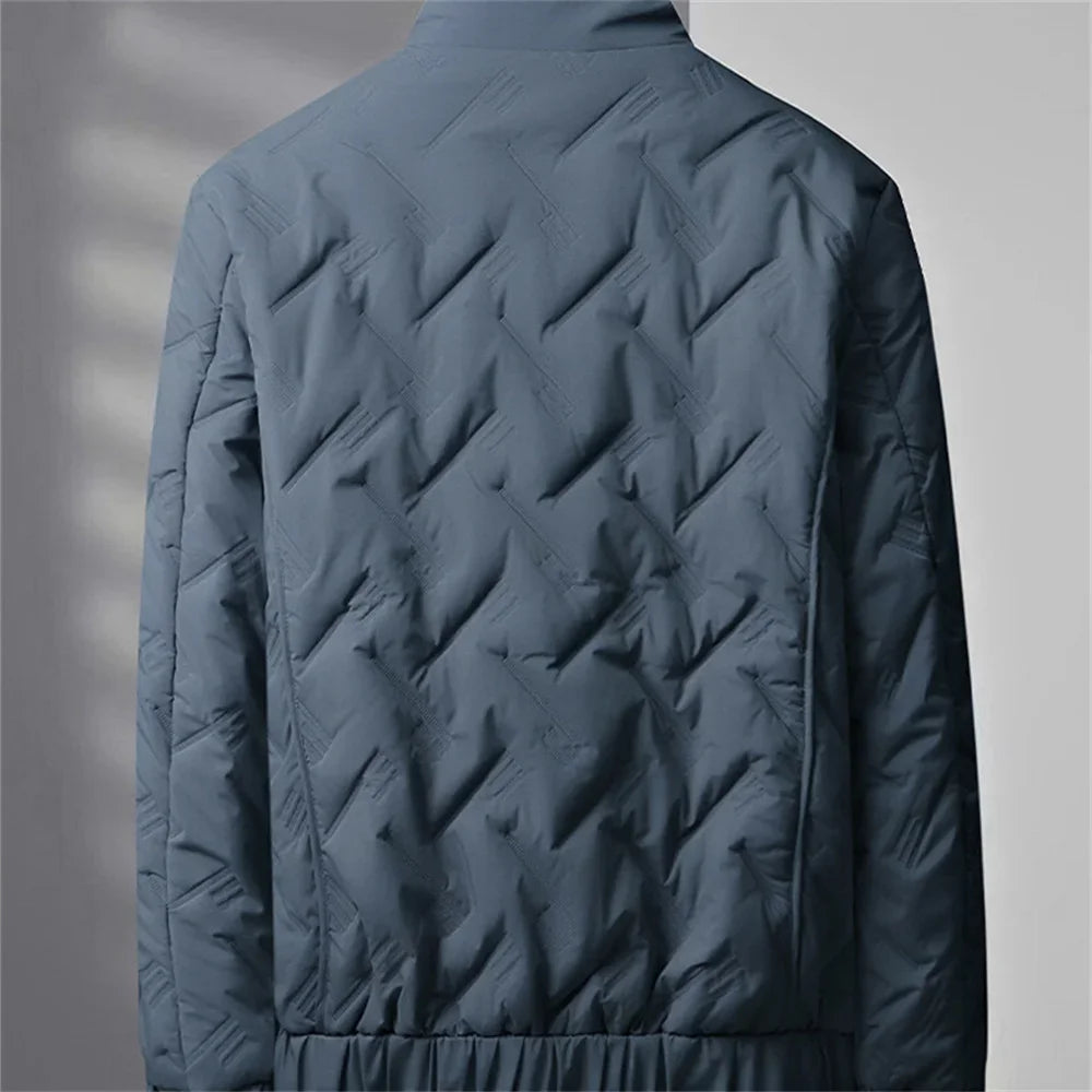 Winter Casual Fashion Streetwear Jacket Mens Puffer Coats Mens Clothes  Standing Collar Warm Top Coat Middle-aged Men With Plush