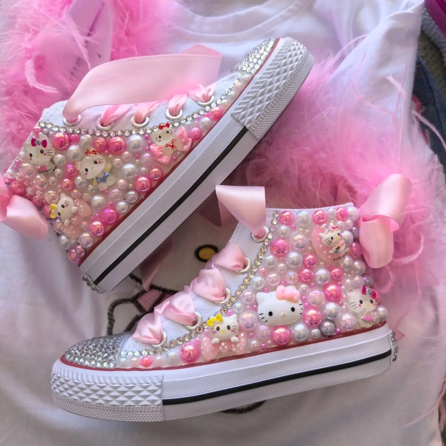 Handmade Rhinestones Bling Girls Womens Kids And Mother Candy Canvas Shoes Pearls Sneakers For Girl Birthday Party Wedding