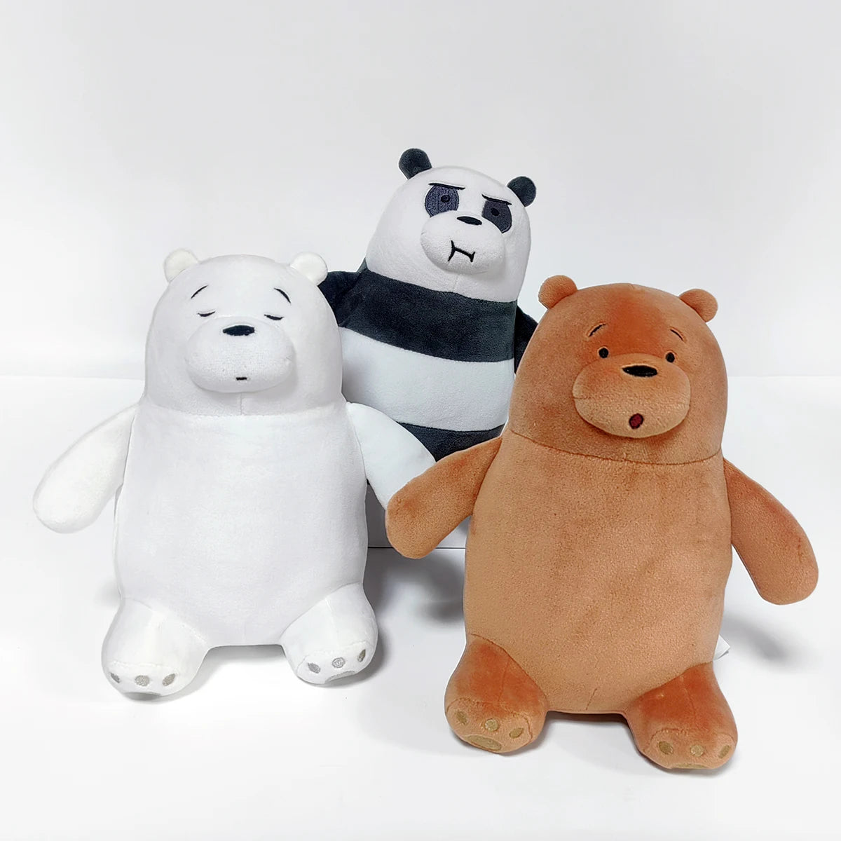 We Bare Bears Plush Toy Sitting vs Standing Grizzly Panda IceBear Cartoon Stuffed Animal Toys Doll For Kid Gift