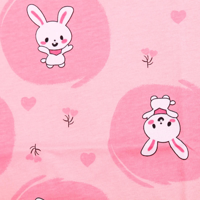 Summer Baby Girl's Short Sleeved Suit Cartoon Rabbit Cotton Children Girls Sleepwear T-shirt+shorts 2Pcs Kids Sets Pyjamas  ﻿