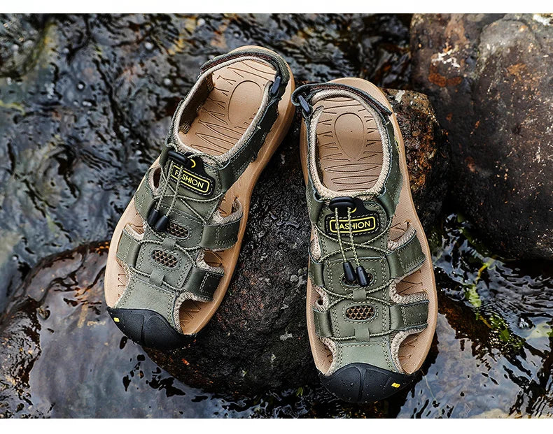 Leather Men Sandals Summer Shoes 2023 New Plus Size Mens Sandals Fashion Casual Outdoor Beach Slippers Breathable Wading Shoes
