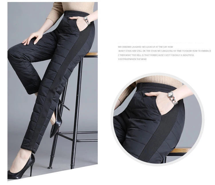 Winter 90% Duck Down Thicken Harem Pants Mom Casual High Waist Warm Pantalones Loose Windproof Straight Spodnie New Trousers