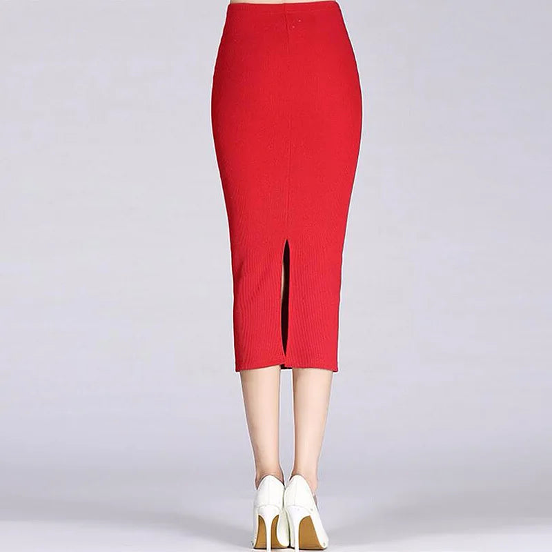 2024 Spring Autumn Long Pencil Skirts Women Sexy Slim Package Hip Maxi Skirt Lady Winter Sexy Chic Wool Rib Knit midi Skirt Saia