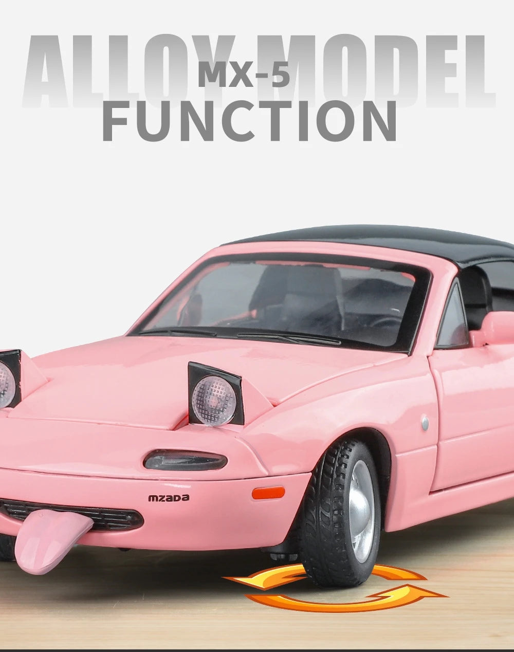 1/24 Mazda Miata MX5 Roadster Toy Car Model Diecast Alloy Metal Miniature Vehicle Model Sound & Light Collection Gift For Boy