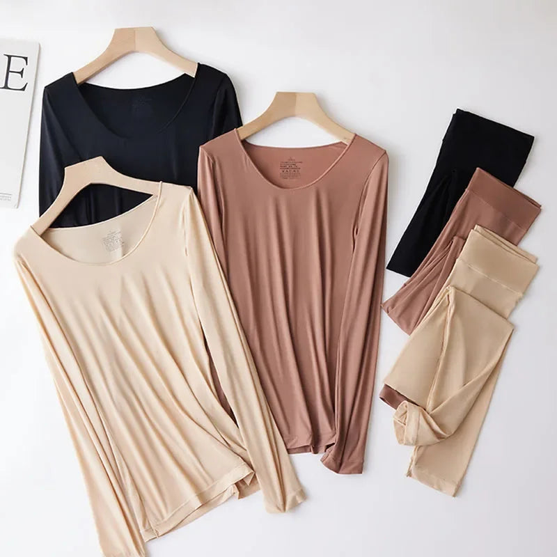 Winter Women Thermal Underwear Tops Keep Warm Long Sleeves Bottoming Shirt Pullover Elastic Female Basic Casual Thermal Tops