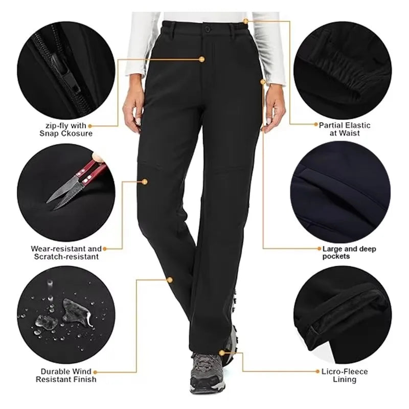 Women Winter Pants Are Warm, Waterproof, Windproof, Camping, Outdoor Travel, Mountain Climbing, Cycling, Sports Pants