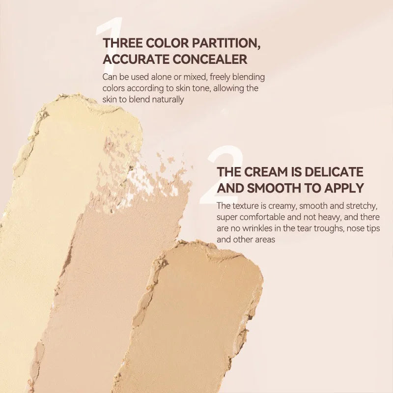 Maffick 3-Color Concealer, Provides Covering Concealer and Moisturizing, Covering Concealer with Concealer Foundation, Non-Fitting Powder, Also Available for Dry Impaired. Is Waterproof