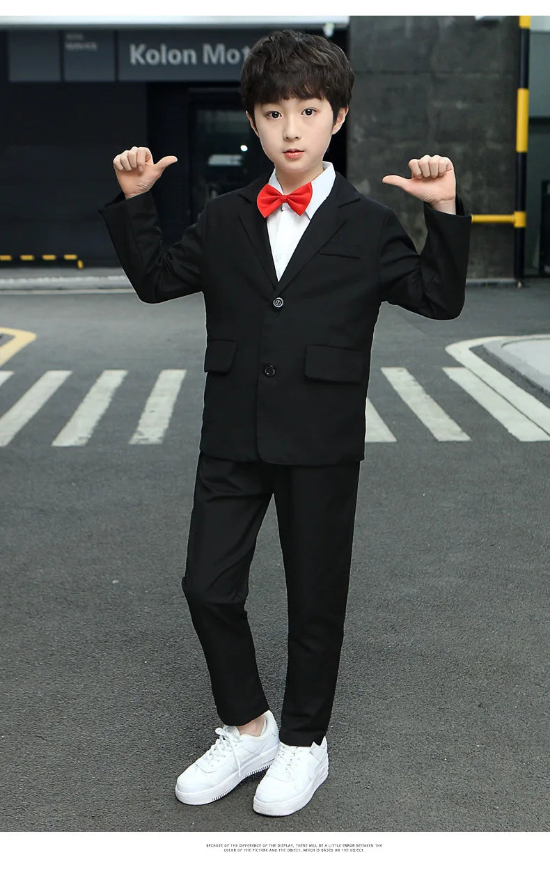 School Children Clothes Boys Suit Casual Blazer Jacket Trousers Two Pieces Kids Costume Black 12 13 14 Years Teenage Clothing