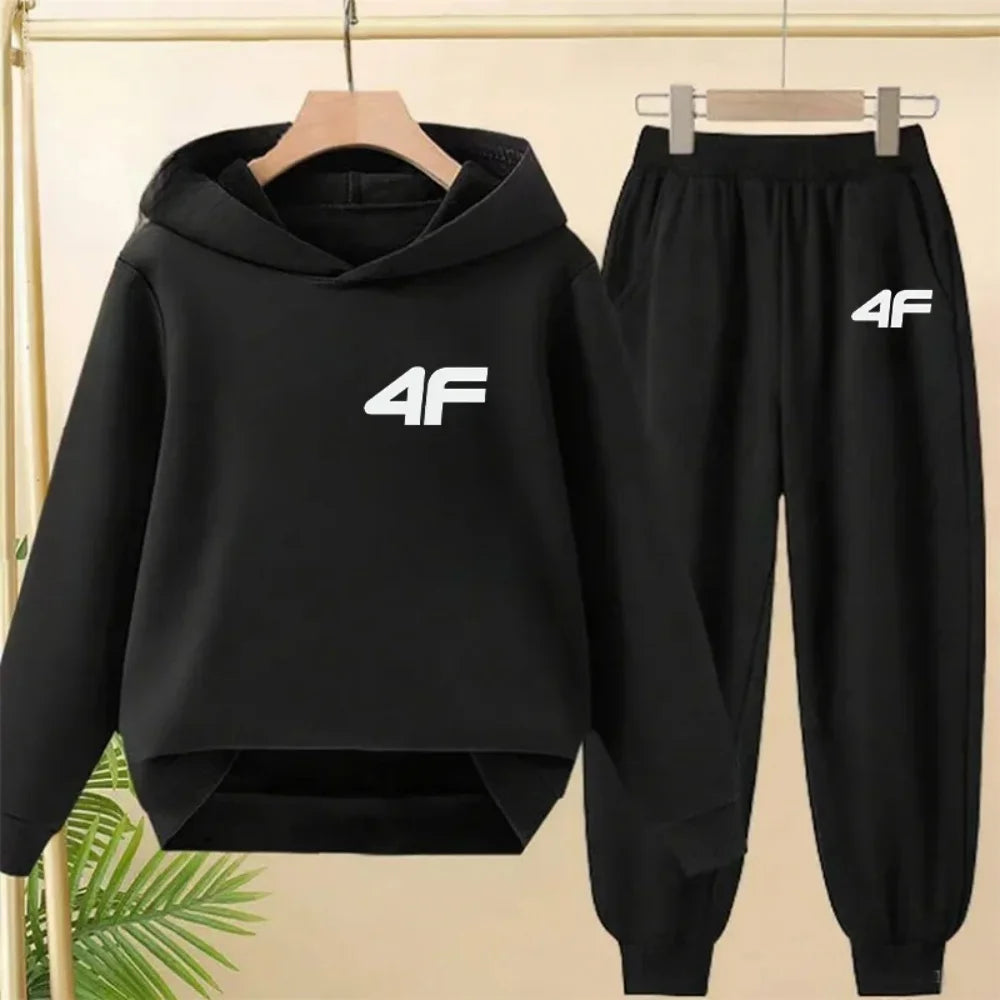 2026 Children's Adult Parent-Child Sportswear Set Boys and Girls Cartoon Print Hoodies and Pants Two-Piece Set Children's Fashio