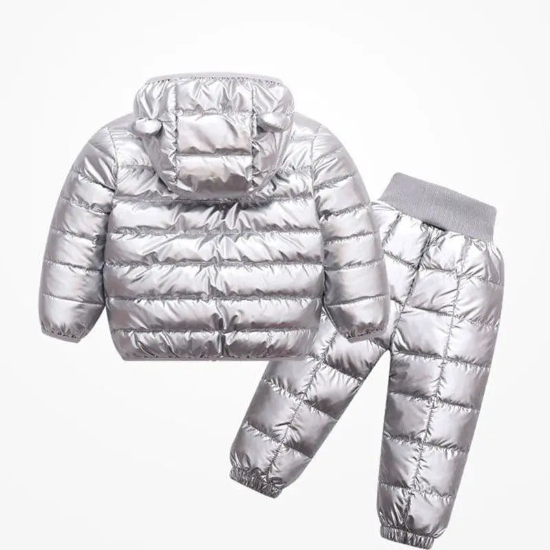 Kids Jackets+Pants Sets 2pcs Winter Autumn Boys Hooded Coat Warm Pants Girls Jacket Toddler Infant Clothes Suit Children Costume