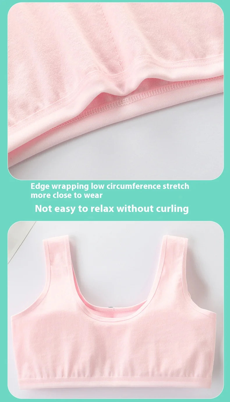 Underwear for Female Primary School Students 8-9-12-16 Years Old Small Vest Cotton Girl Junior High School Student Anti-Bump Bra