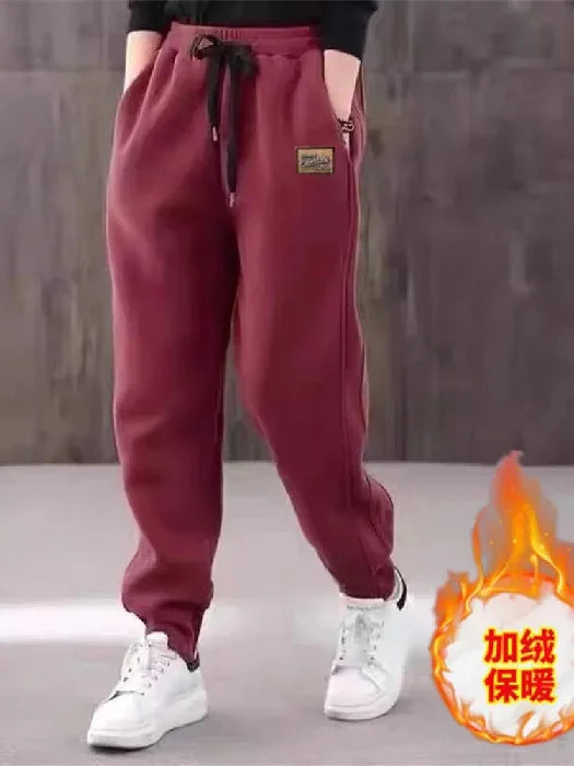 Winter Thick Warm Trousers Casual Sports Pants for Women High Waist Lamb's Wool Harem Pants with Fleece Cuffed Joggers 4XL