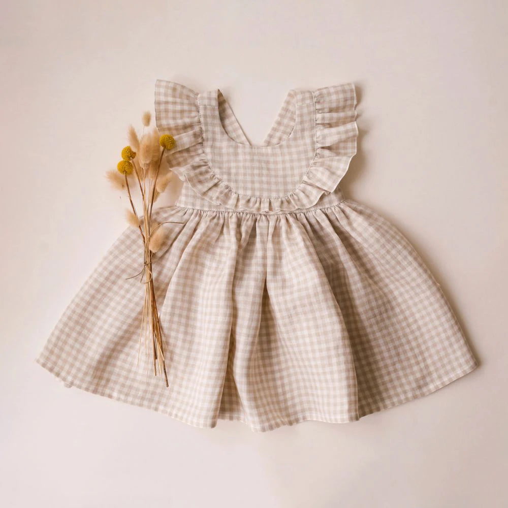 Cute Toddler Girl Dress For Party Pink Summer Baby Girl Dress Linen Cotton Girl Clothes