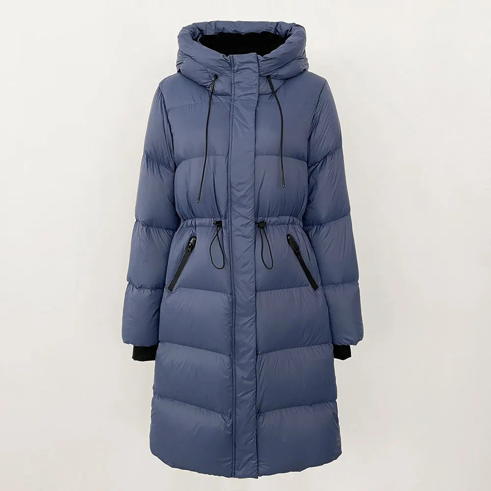 2024 Winter New  Casual Fashion Slim Warm Jacket Female White Duck Down Real Fox Fur Real Raccoon Fur Long Hooded Coat Women