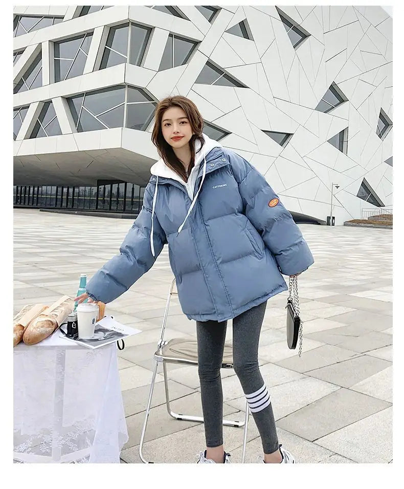 Couple style cotton coat Internet celebrity trend new fake two-piece cotton coat winter windproof warm cotton jacket