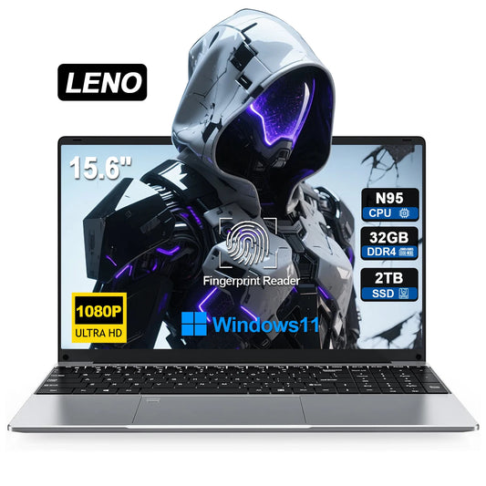 2025 NEW 15.6" Portable Laptop Intel N95 32GB DDR4 2TB SSD 7500mAh Windows11 Office Notebook Pc Gamer with Backlit Fingerprint