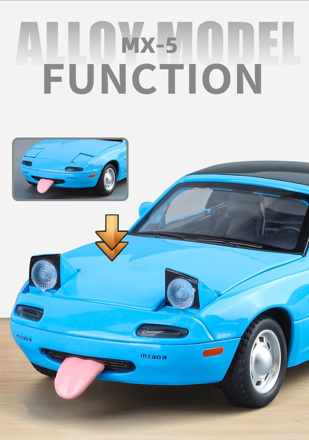 1/24 Mazda Miata MX5 Roadster Toy Car Model Diecast Alloy Metal Miniature Vehicle Model Sound & Light Collection Gift For Boy