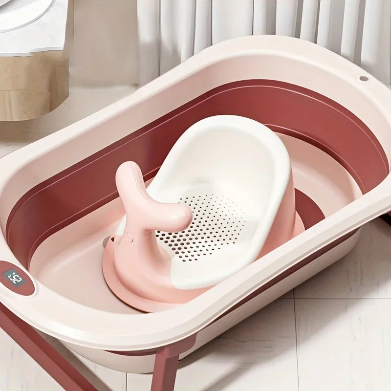 Baby Bathtub Real-time Temperature Silicone Non-Slip Foot Bath Bucket Folding Bathroom With Temperature Sensing