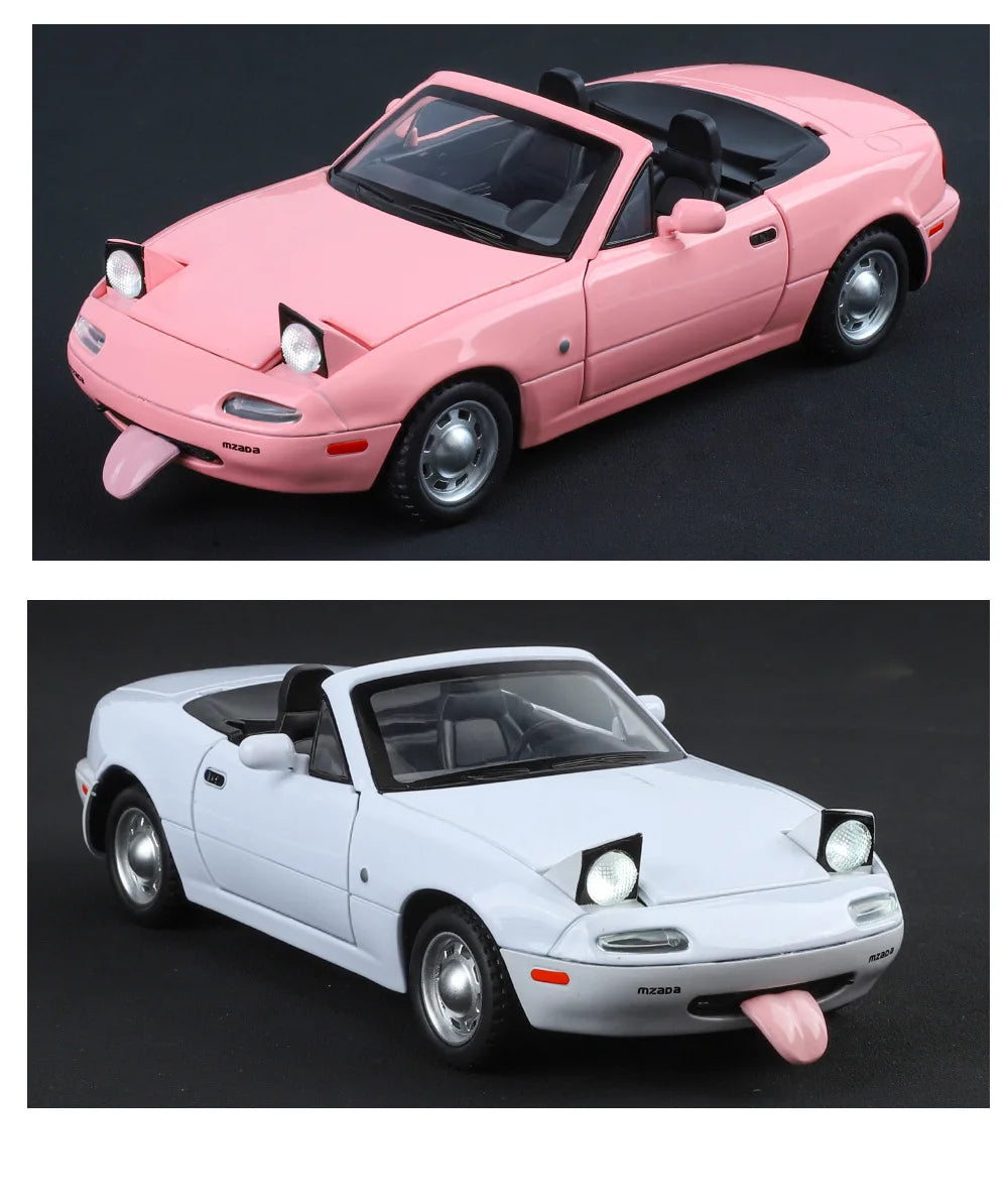 1/24 Mazda Miata MX5 Roadster Toy Car Model Diecast Alloy Metal Miniature Vehicle Model Sound & Light Collection Gift For Boy