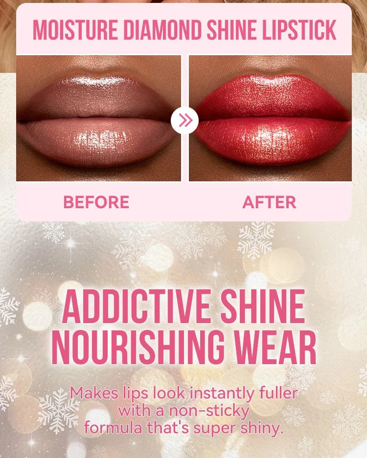 Diamond Metallic Pearlescent Lipstick Shiny Non-stick Cup Matte Velvet Waterproof Lip Stick Sexy Red White Lips Makeup Cosmetics