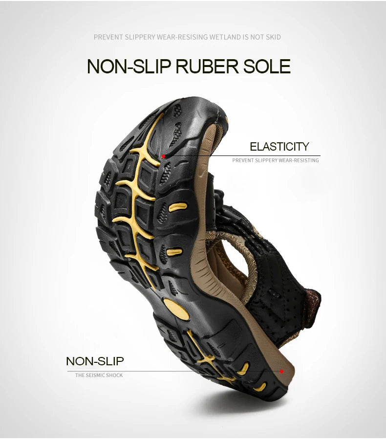 Leather Men Sandals Summer Shoes 2023 New Plus Size Mens Sandals Fashion Casual Outdoor Beach Slippers Breathable Wading Shoes