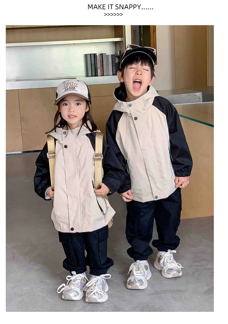 Autumn 2024 New Famliy Outdoor Clothes Fashion Korean Style Dad Mom and Daughter Son Matching Tops Zip Jacket Cargo Pants Outfit