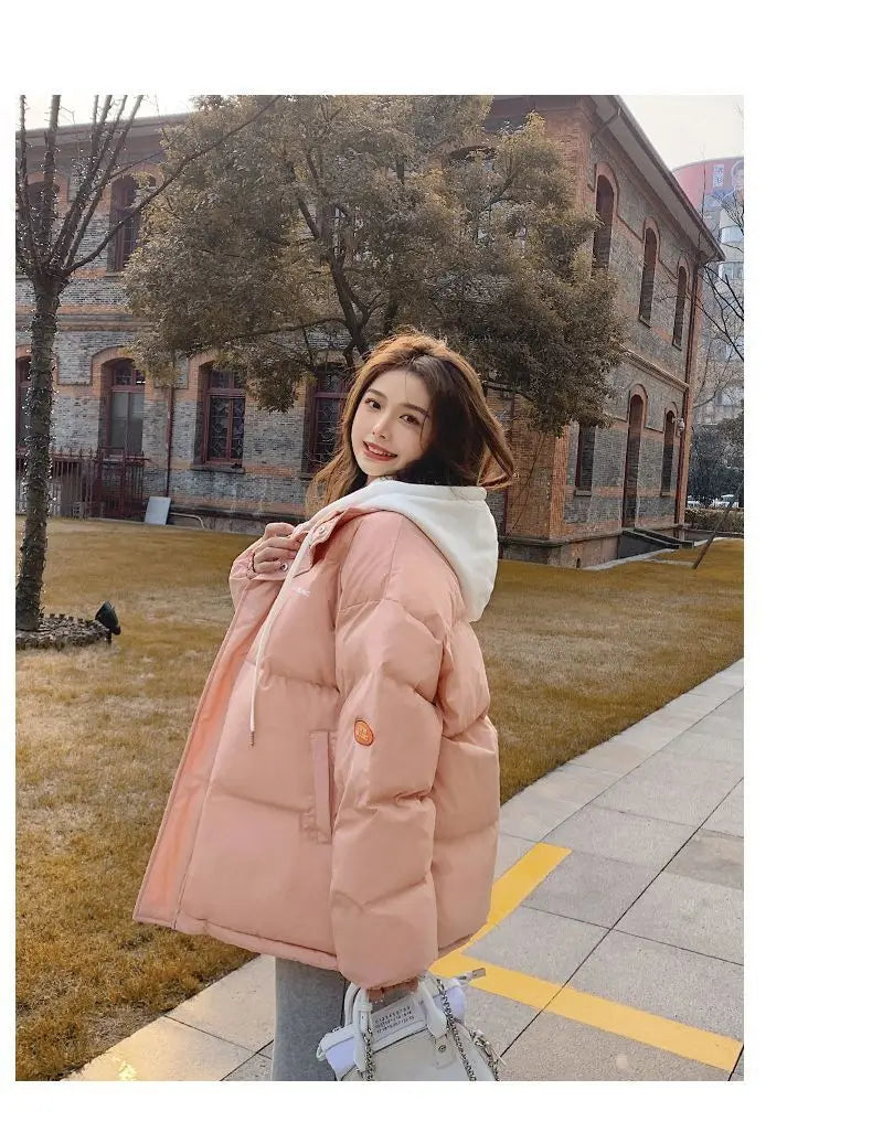 Couple style cotton coat Internet celebrity trend new fake two-piece cotton coat winter windproof warm cotton jacket