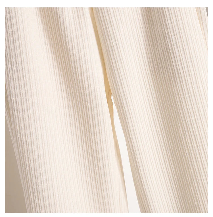 New 2024 Winter Pants For Women Thick Velvet High Elastic Waist White Or Black Chenille Pants Women Streetwear Wide Leg Trousers