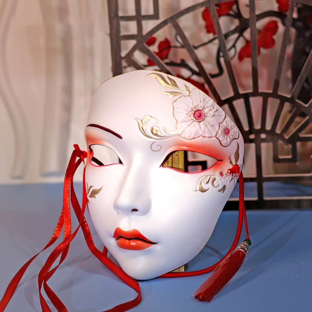 Adult Party Mask Hand Painted Makeup Full Face Carnival Queue Mask Kabuki  Masquerade  For Carnival Mardi Gras Cosplay