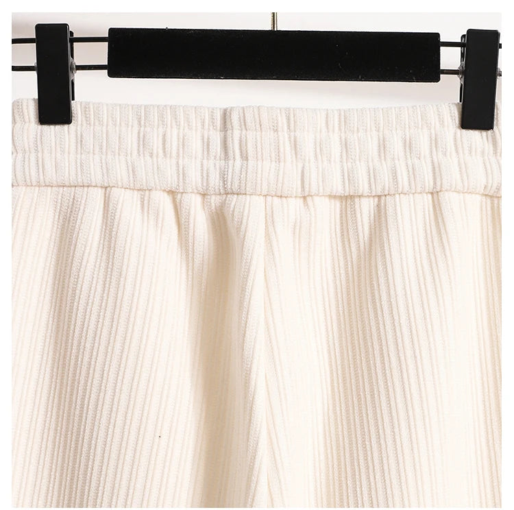 New 2024 Winter Pants For Women Thick Velvet High Elastic Waist White Or Black Chenille Pants Women Streetwear Wide Leg Trousers