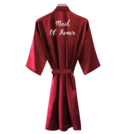 Bride Robe Women Burgundy Robe Satin Silk Robes Wedding Bridal Bridesmaid Robes Bathrobe Sleepwear Silk Dress