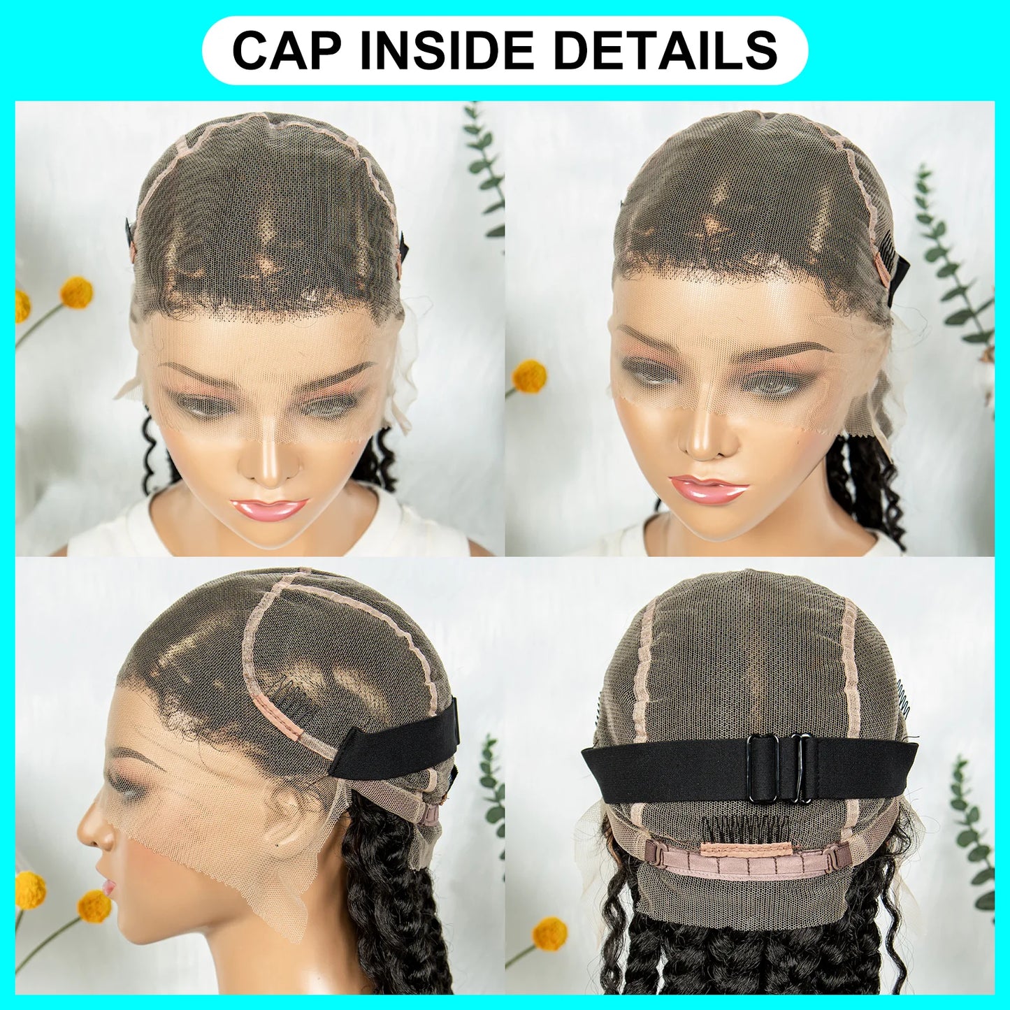 Cornrow Braided Wigs with Curly Ends Knotless Lace Frontal Braids Wig Synthetic Full Lace Braided Wigs with Baby Hair for Women