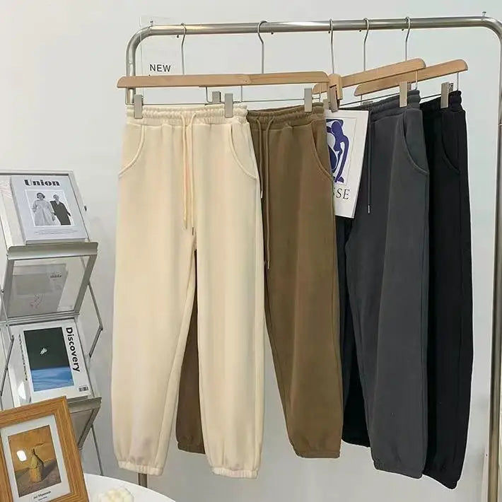 Women Winter Thick Warm Trousers Warm Double-sided Polar Fleece Harem Pants Casual Sports High Waist Comfortable Baggy Long Pant