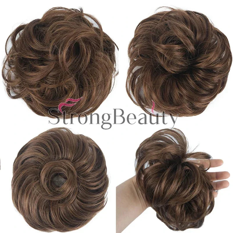 Synthetic Messy hair piece Daily Use Donut Chignon Scrunchies Fake Elastic Hairpiece Blonde Brown Bun For Women